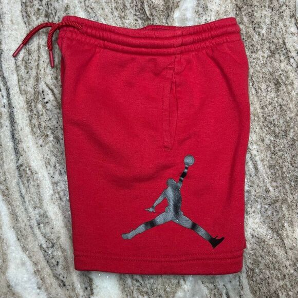 Air Jordan, Red Gym Shorts, Elastic Drawstring Waist, Screenprint Logo Boys 6 - Picture 3 of 8